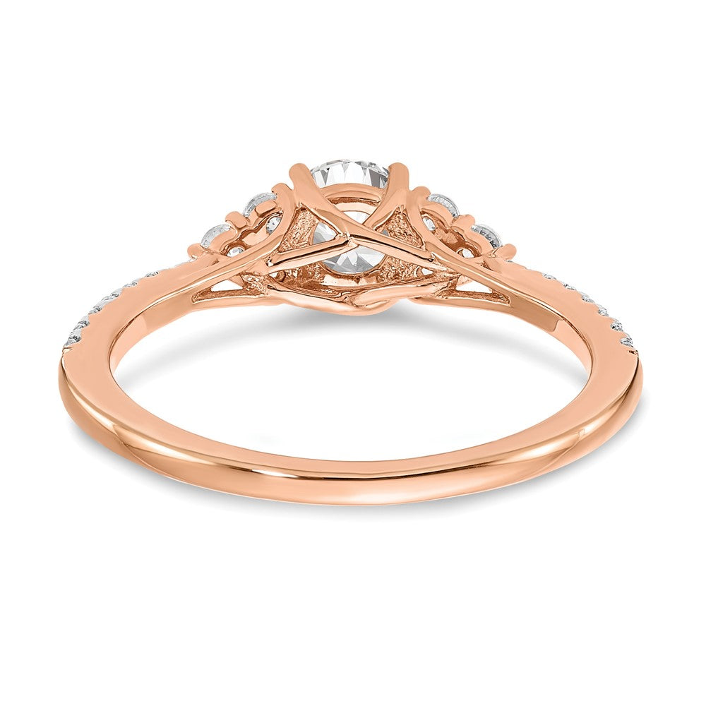 14K Rose Gold (Holds 1/2 Carat (5.2mm) Round Center) 1/4 Diamond Semi Mount Engagement Ring