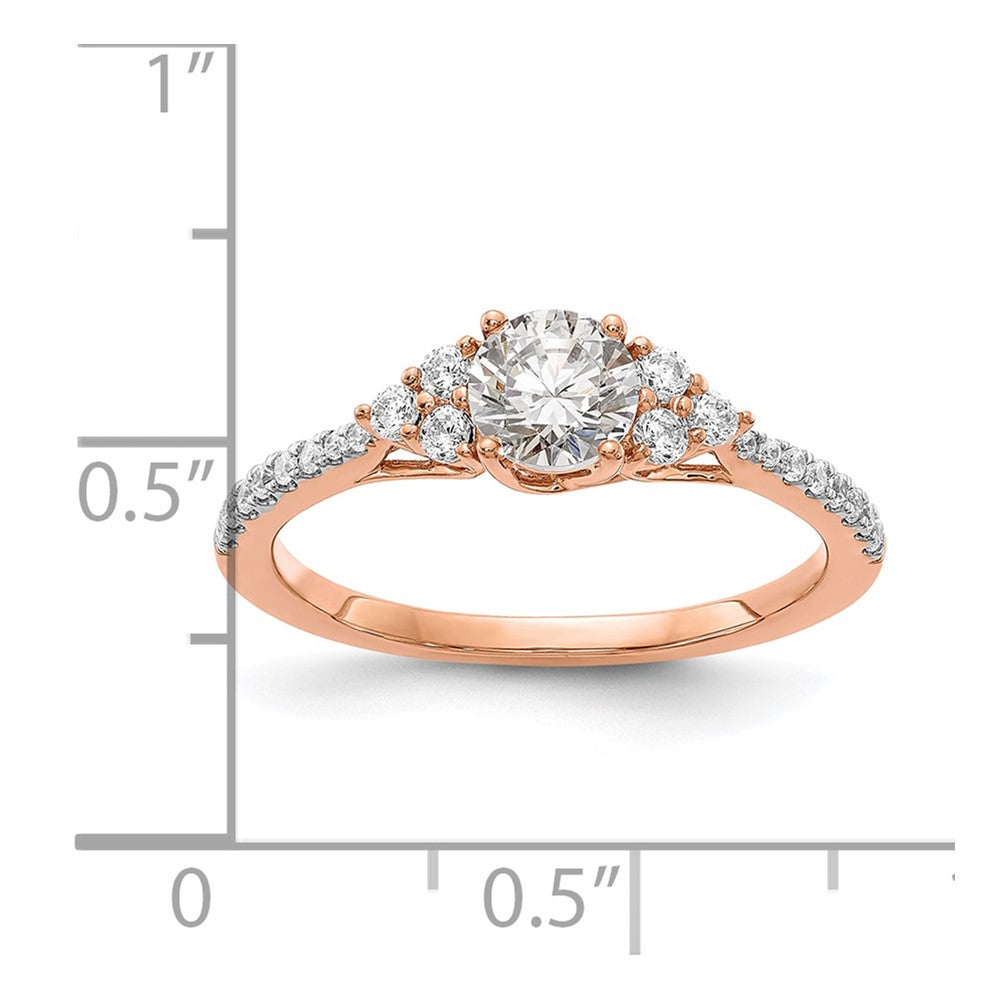 14K Rose Gold (Holds 1/2 Carat (5.2mm) Round Center) 1/4 Diamond Semi Mount Engagement Ring