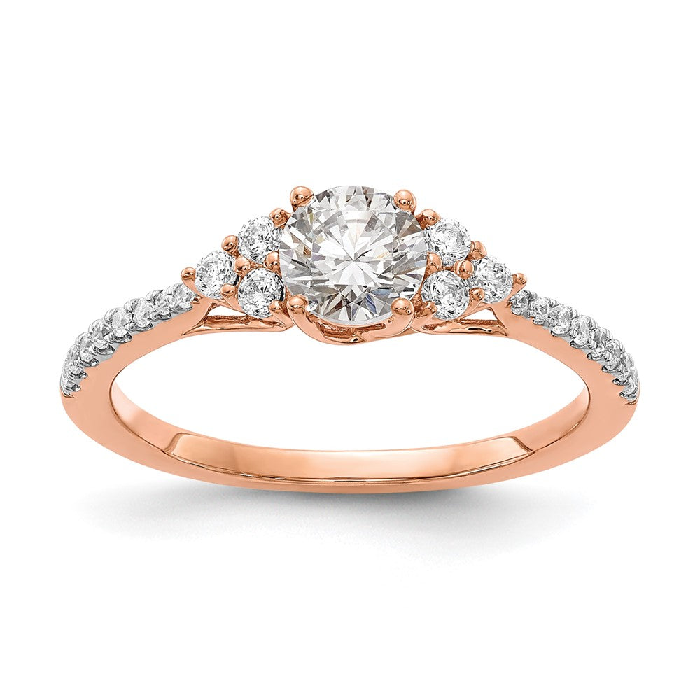 14K Rose Gold (Holds 1/2 Carat (5.2mm) Round Center) 1/4 Diamond Semi Mount Engagement Ring