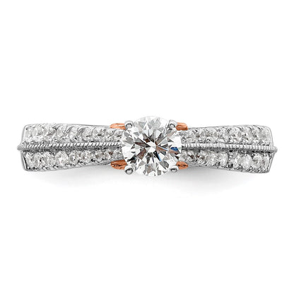 10k Two-tone Two Tone Rose and White Gold 3/4 Ct. Lab Grown Diamond VS/SI+ G+ Round Complete Channel Set Shared Prong Engagement Ring