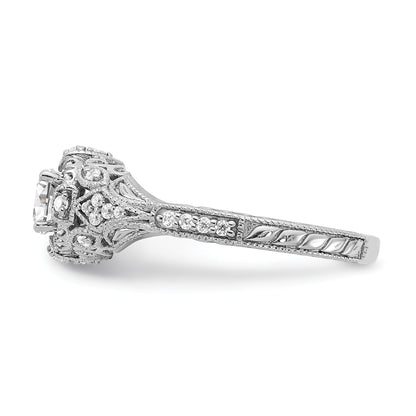 14K White Gold (Holds 3/8 Carat (4.8mm) Round Center) 1/5 Diamond Semi Mount Engagement Ring