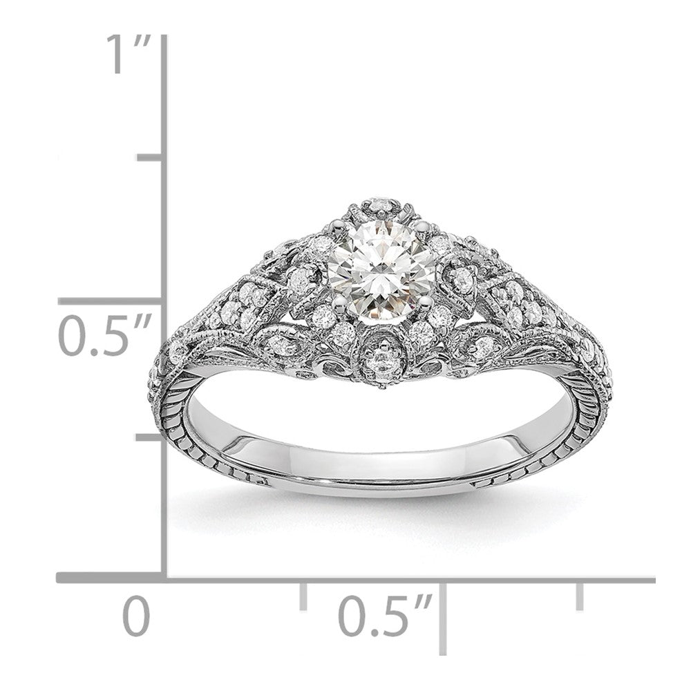 14k White Gold 5/8 Ct. Lab Grown Diamond VS/SI+ G+ Round Shared Prong Engagement Ring