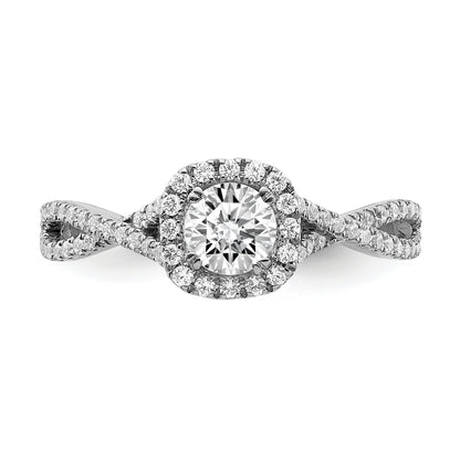 14K White Gold Halo Plus (Holds 1/2 Carat (5.2mm) Round Center) 1/3 Diamond Semi Mount Engagement Ring