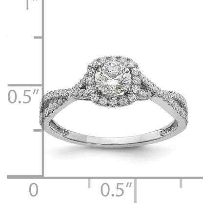 14K White Gold Halo Plus (Holds 1/2 Carat (5.2mm) Round Center) 1/3 Diamond Semi Mount Engagement Ring