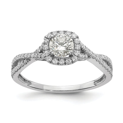 14K White Gold Halo Plus (Holds 1/2 Carat (5.2mm) Round Center) 1/3 Diamond Semi Mount Engagement Ring