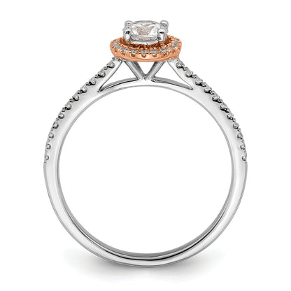 10k Two-Tone Rose and White Gold 1/2 Ct. Lab Grown Diamond VS/SI+ G+ Round Halo Engagement Ring