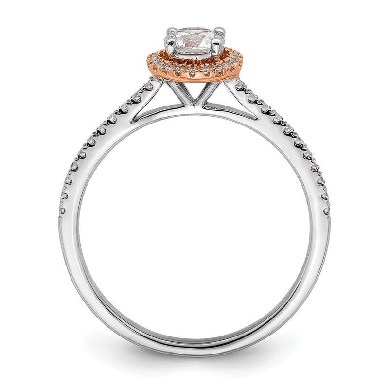10k Two-Tone Rose and White Gold 1/2 Ct. Lab Grown Diamond VS/SI+ G+ Round Halo Engagement Ring