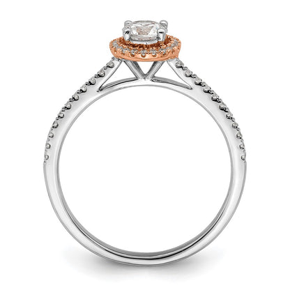 14k Two-Tone Rose and White Gold 1/2 Ct. Lab Grown Diamond VS/SI+ G+ Round Halo Engagement Ring