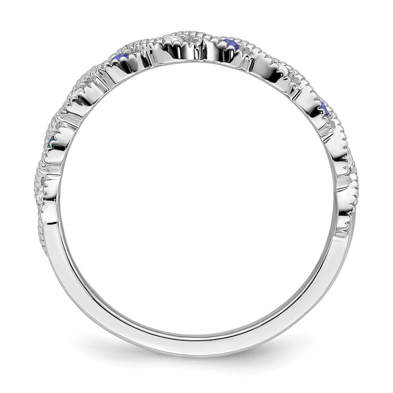 14K White Gold Tanzanite And Diamond Twist Band