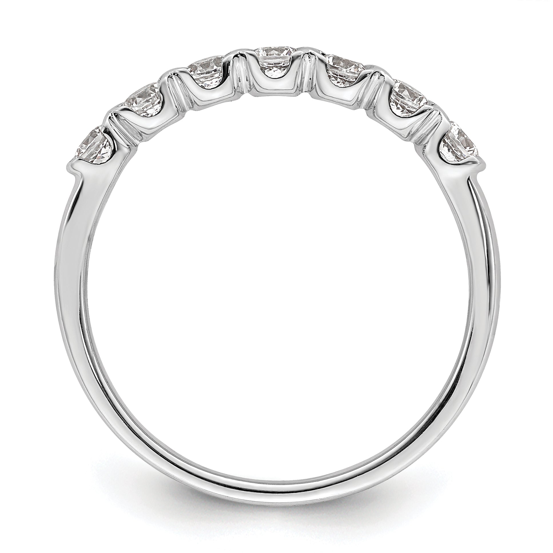 14K White Gold 7 Stone 1/2 Carat Diamond Complete Wedding Band