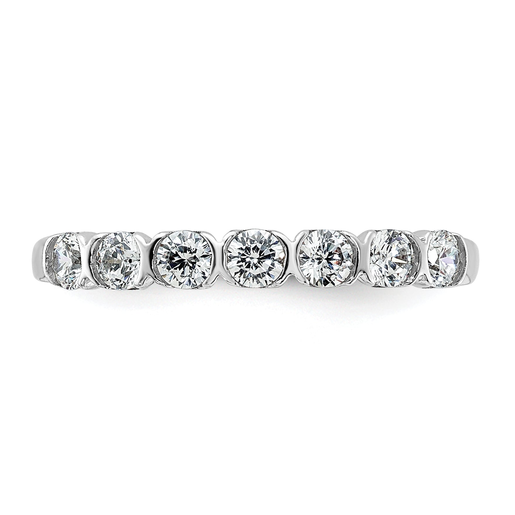 14K White Gold 7 Stone 1/2 Carat Diamond Complete Wedding Band