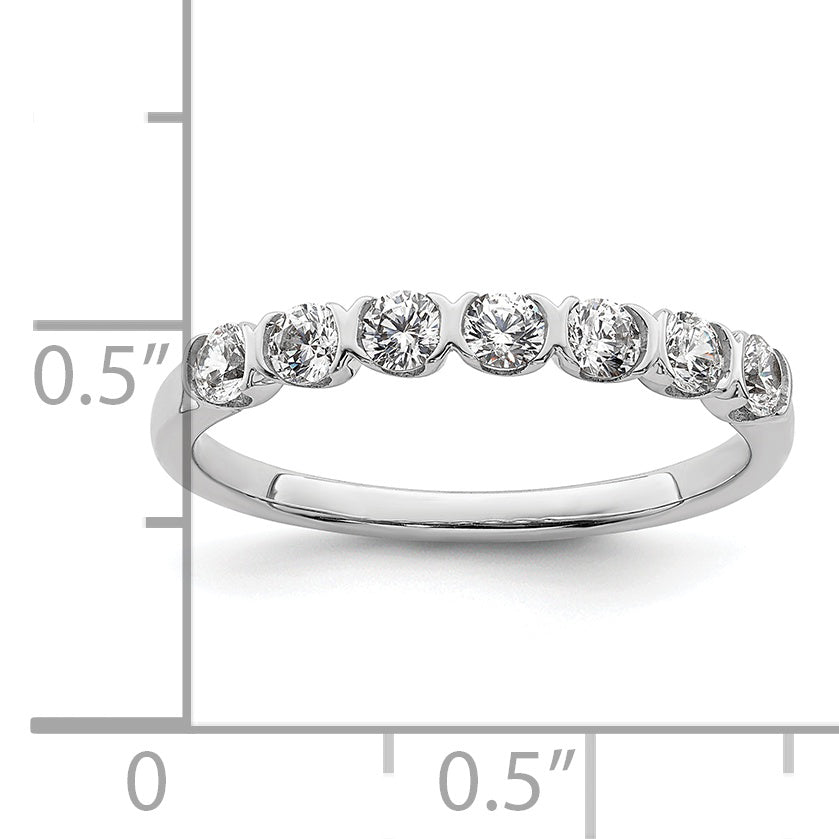 14K White Gold 7 Stone 1/2 Carat Diamond Complete Wedding Band