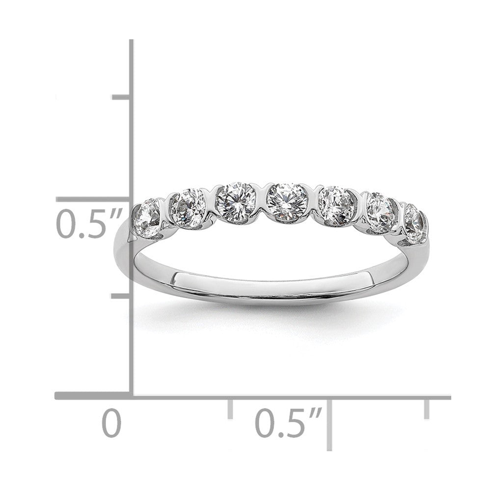 14K White Gold 7 Stone 1/2 Carat Diamond Complete Wedding Band