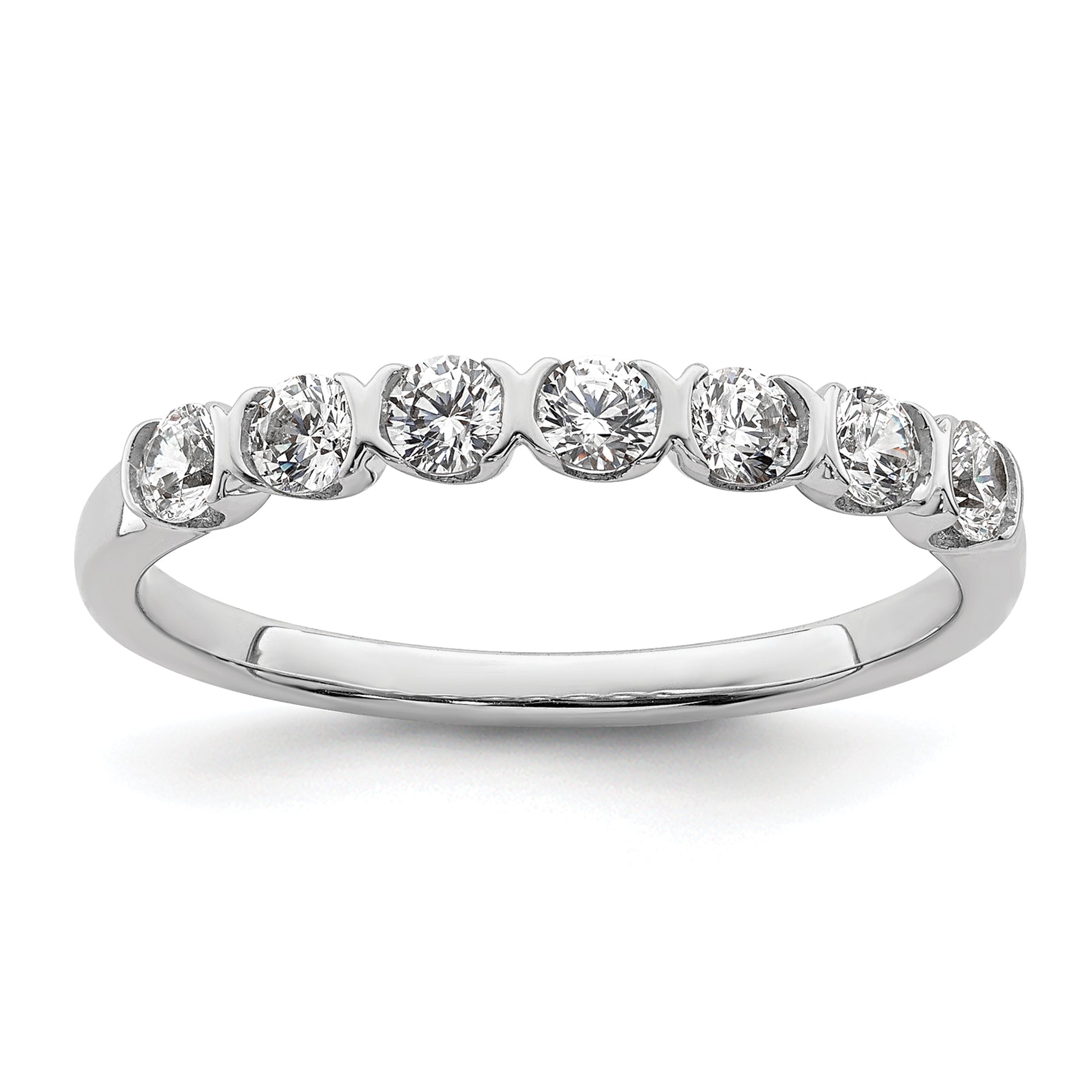 14K White Gold 7 Stone 1/2 Carat Diamond Complete Wedding Band