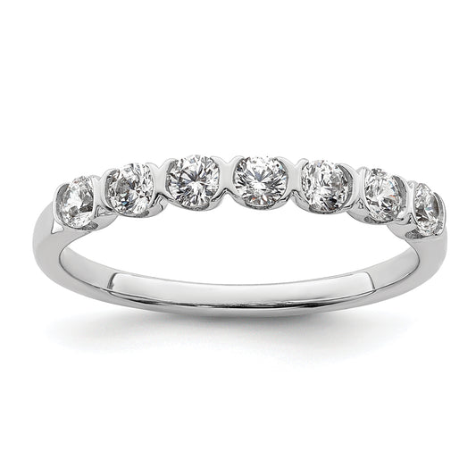 14K White Gold 7 Stone 1/2 Carat Diamond Complete Wedding Band
