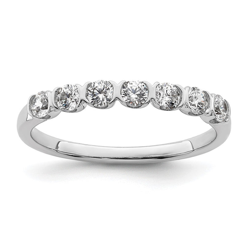 14K White Gold 7 Stone 1/2 Carat Diamond Complete Wedding Band