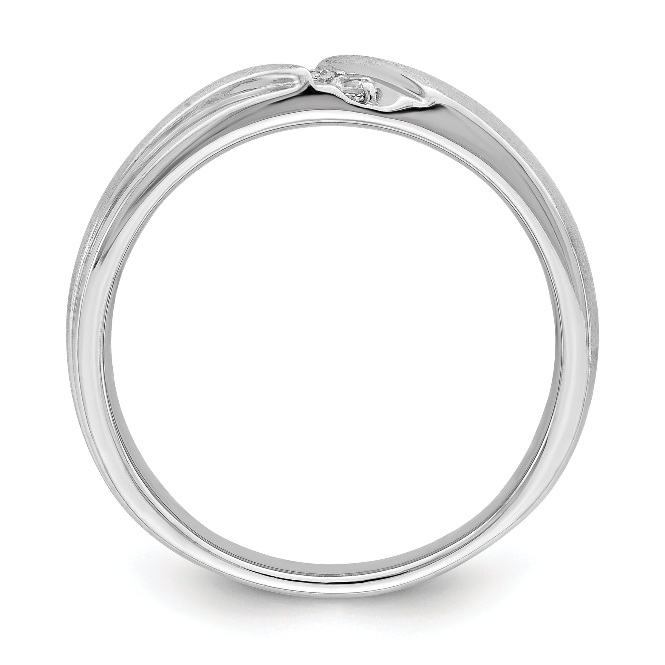 14k White Gold Real Diamond Men's Band