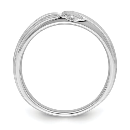 14k White Gold Real Diamond Men's Band