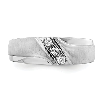 14k White Gold Real Diamond Men's Band