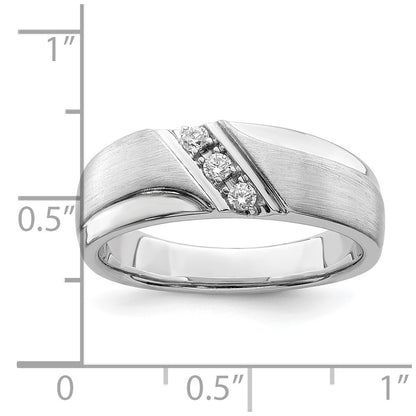 14k White Gold Real Diamond Men's Band