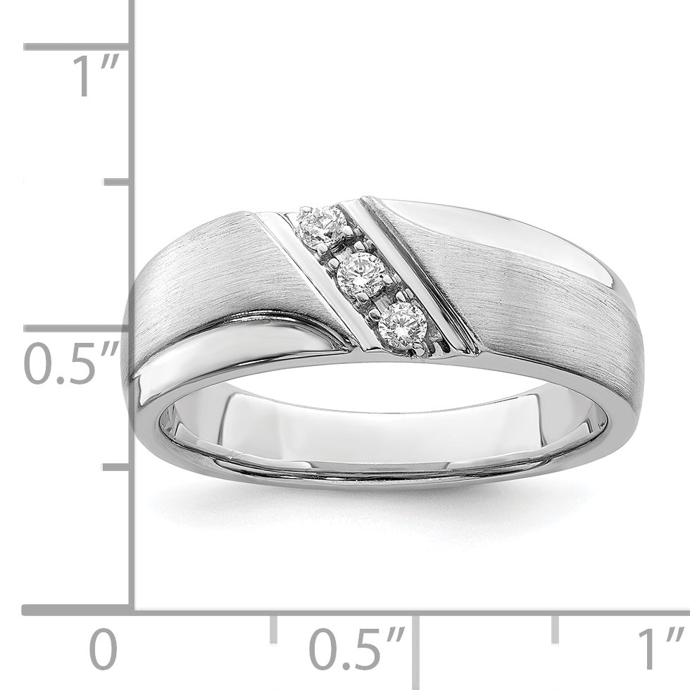 14k White Gold Real Diamond Men's Band