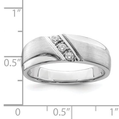 14k White Gold Real Diamond Men's Band