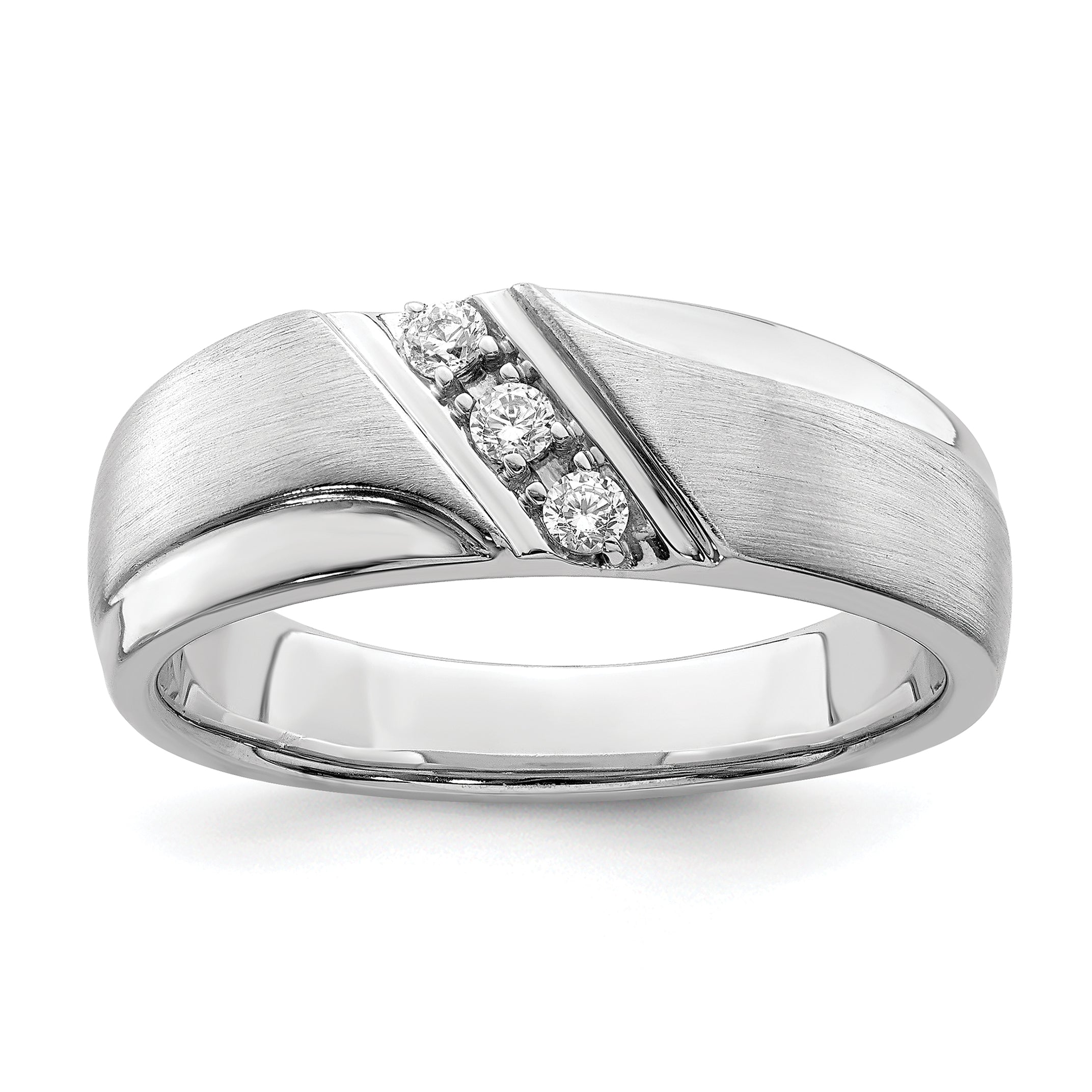 14k White Gold Real Diamond Men's Band