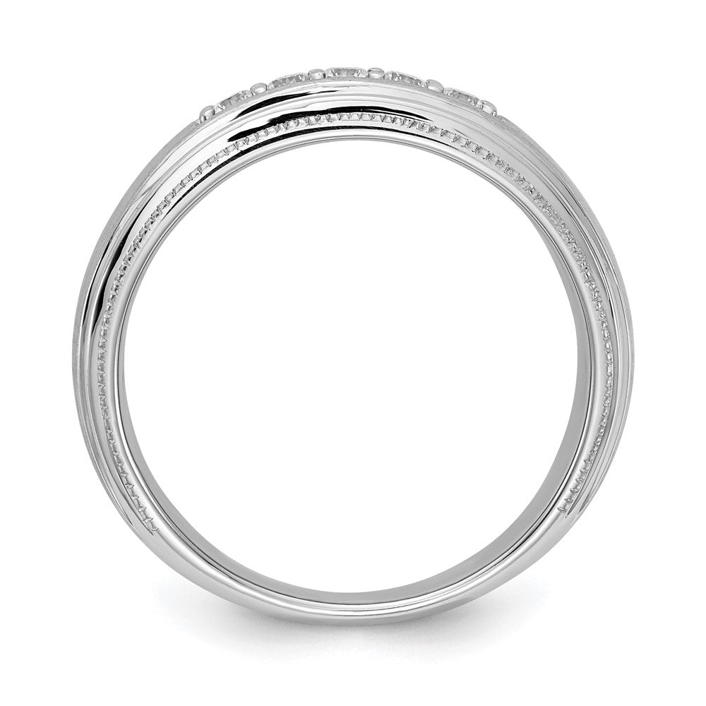 14k White Gold Real Diamond Men's Band