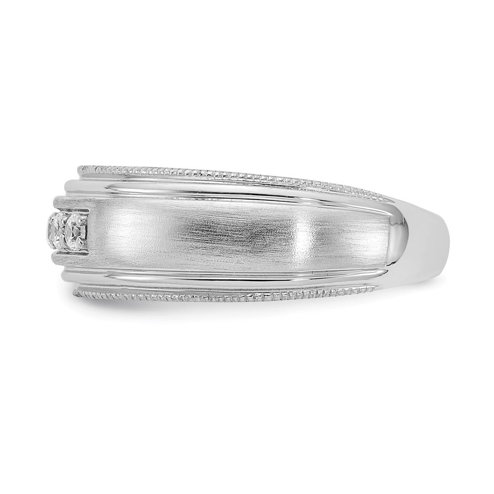 14k White Gold Real Diamond Men's Band