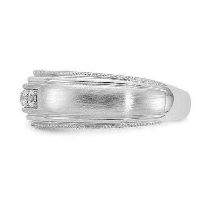 14k White Gold Real Diamond Men's Band