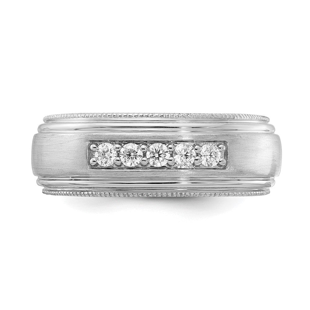 14k White Gold Real Diamond Men's Band