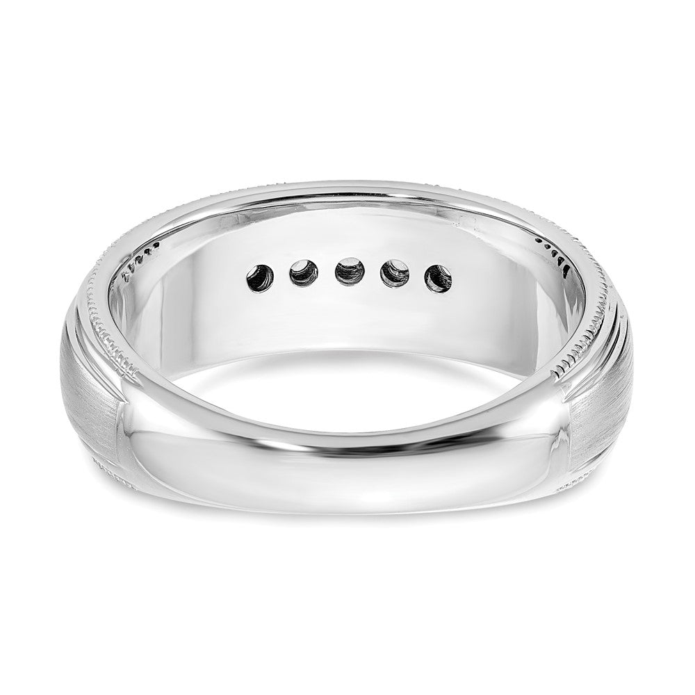14k White Gold Real Diamond Men's Band