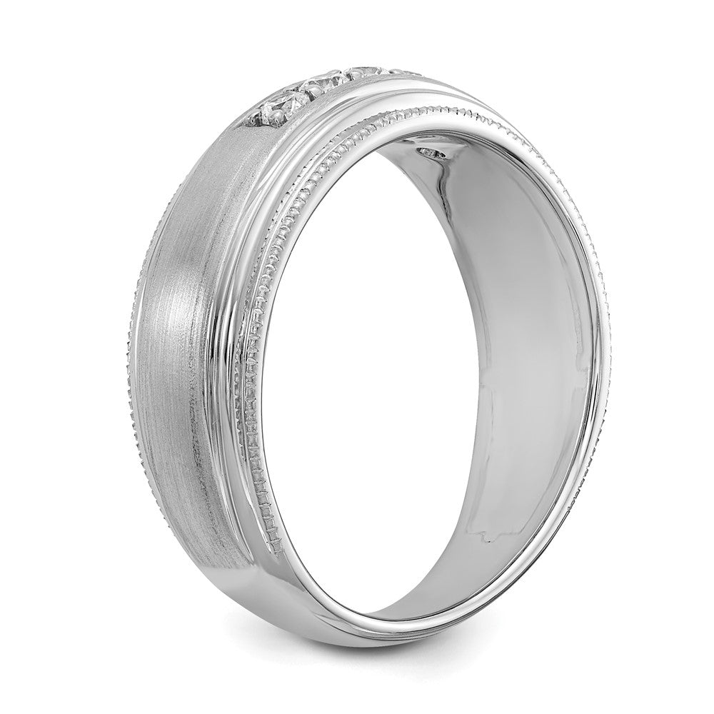 14k White Gold Real Diamond Men's Band