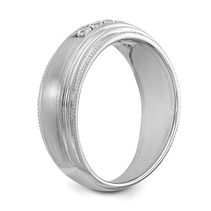 14k White Gold Real Diamond Men's Band