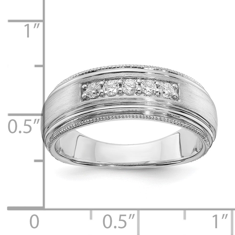 14k White Gold Real Diamond Men's Band
