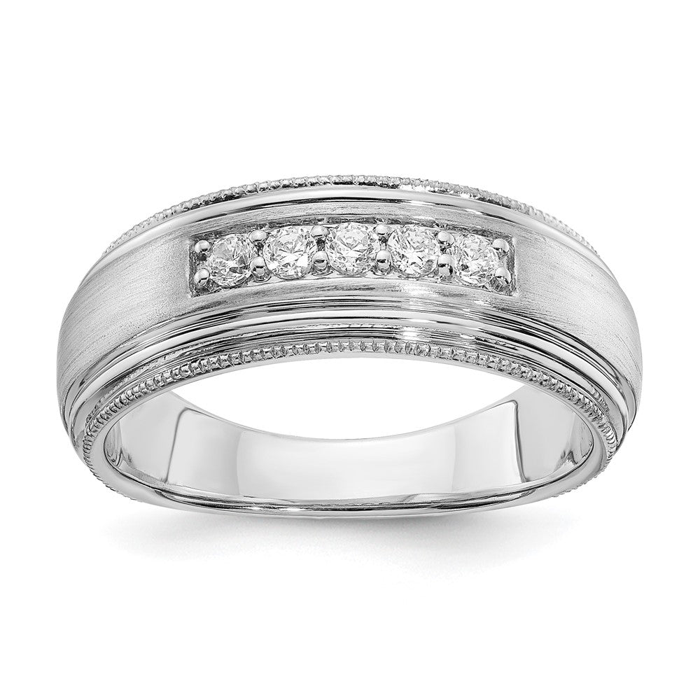 14k White Gold Real Diamond Men's Band