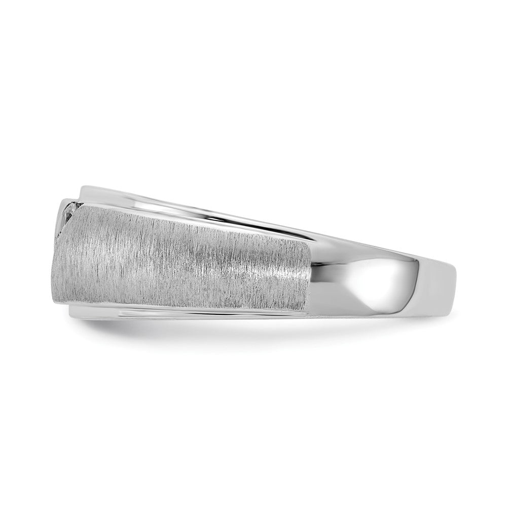 14k White Gold Real Diamond Men's Band
