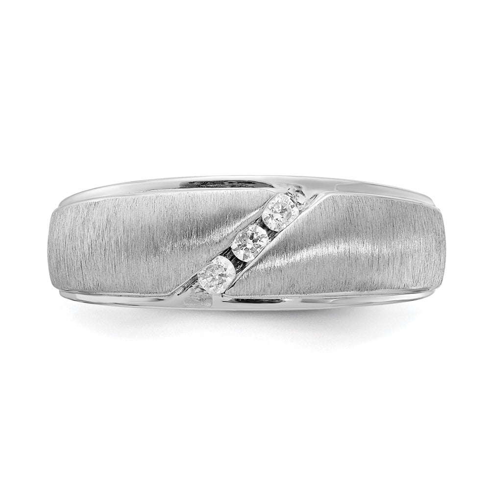 14k White Gold Real Diamond Men's Band