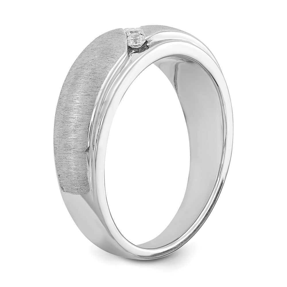 14k White Gold Real Diamond Men's Band
