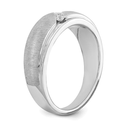 14k White Gold Real Diamond Men's Band