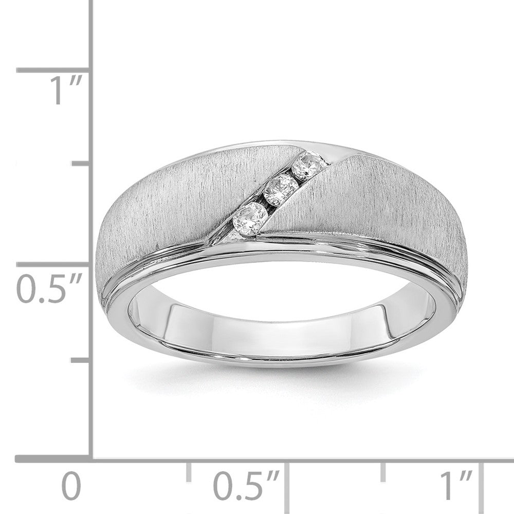 14k White Gold Real Diamond Men's Band