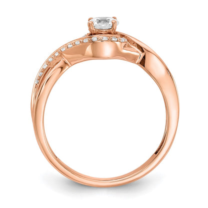 14K Rose Gold Criss Cross (Holds 1/3 Carat (4.5mm) Round Center) 1/6 Diamond Semi Mount Engagement Ring