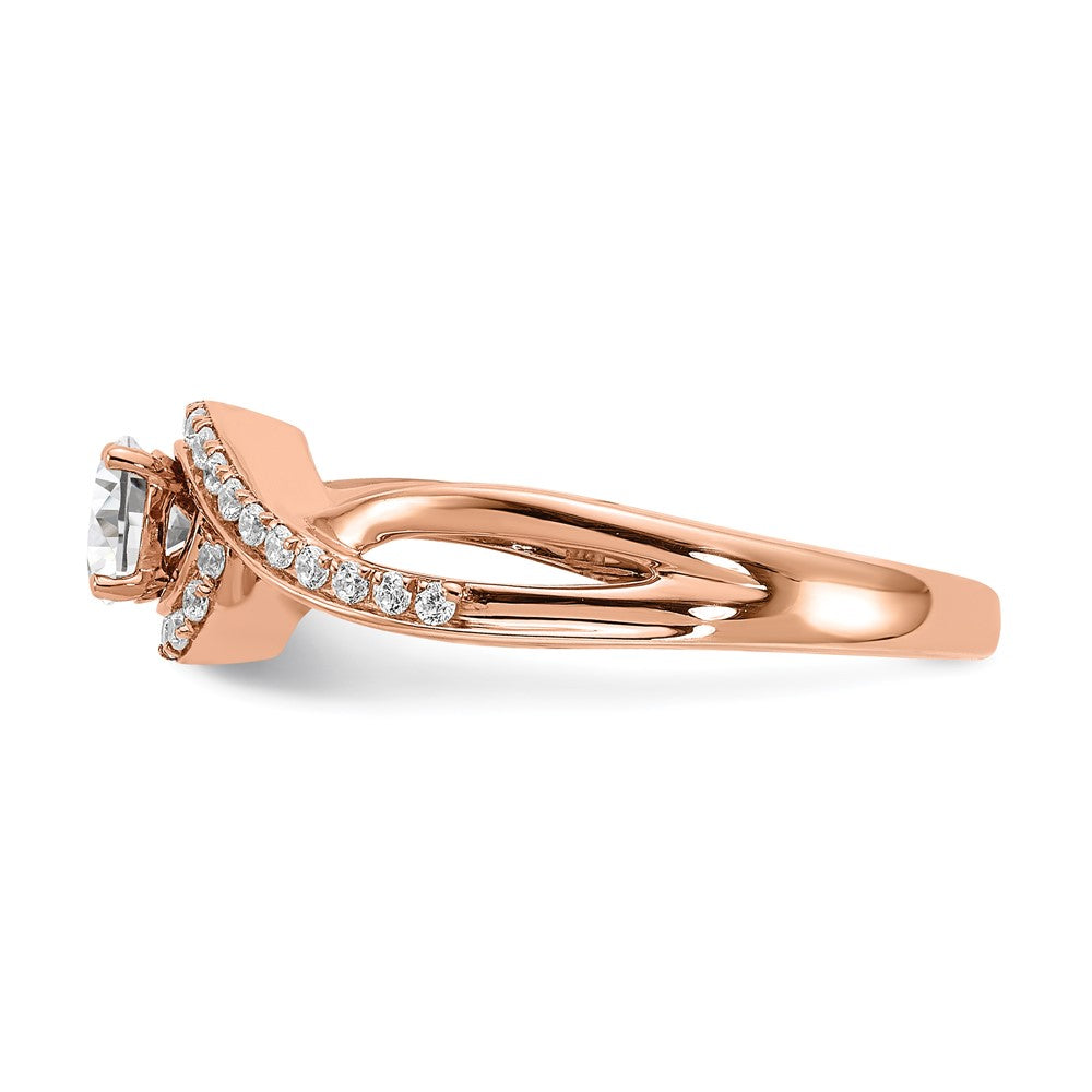 14K Rose Gold Criss Cross (Holds 1/3 Carat (4.5mm) Round Center) 1/6 Diamond Semi Mount Engagement Ring