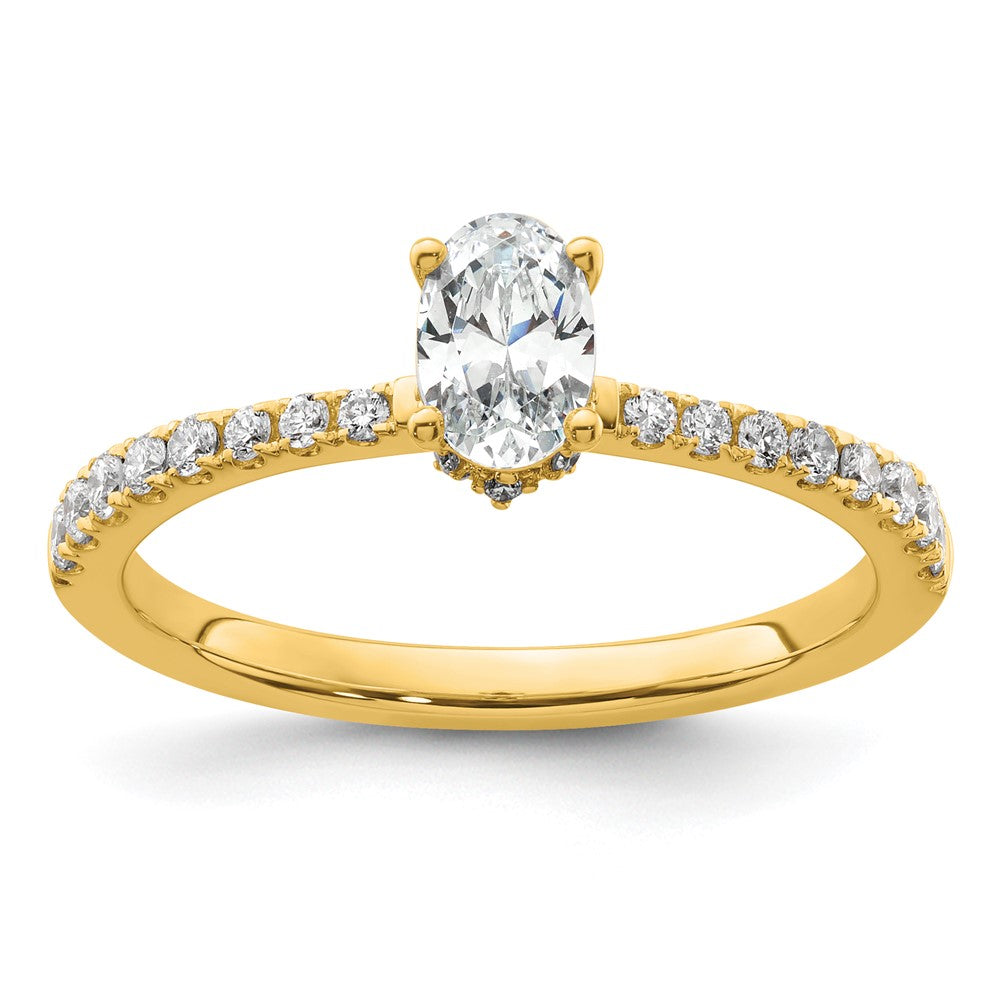 14k Yellow Gold 3/4 Ct. Lab Grown Diamond VS/SI+ G+ Oval Complete Solitaire Engagement Ring