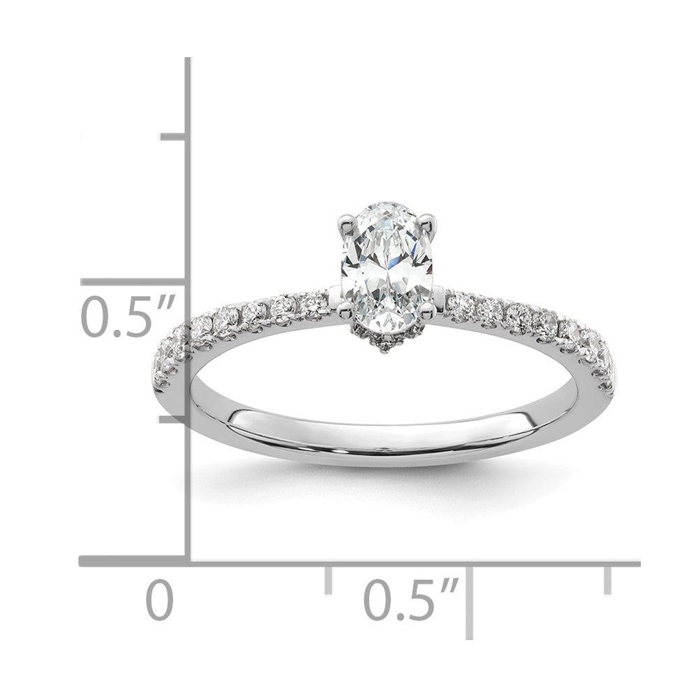 14k White Gold 1/4 Ct. Lab Grown Diamond VS/SI+ G+ 1/2 Ct. center Oval Engagement Ring