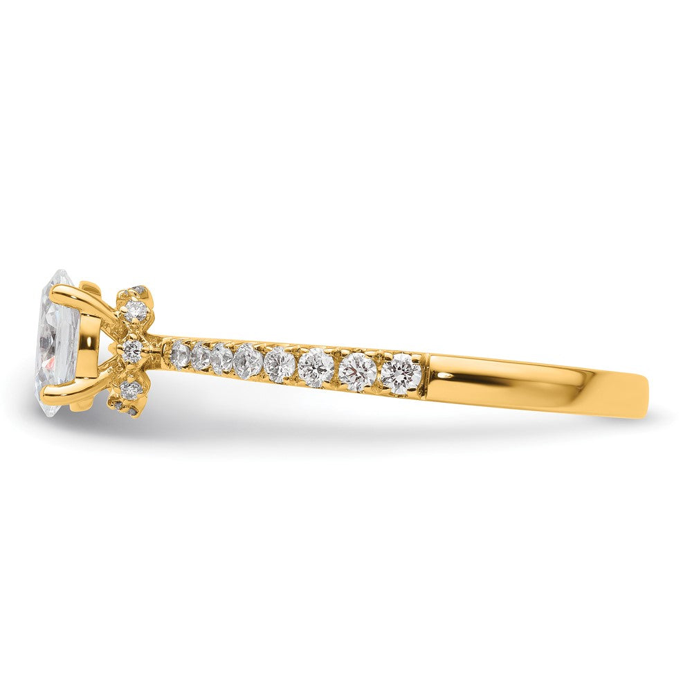 14k Yellow Gold 1/4 Ct. Lab Grown Diamond VS/SI+ G+ 1/2 Ct. center Oval Semi Mount Engagement Ring