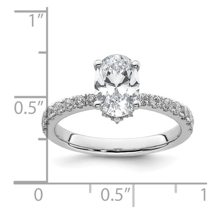 14k White Gold 1/4 Ct. Lab Grown Diamond VS/SI+ G+ 1 1/2 Ct. center Oval Engagement Ring