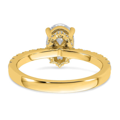 14k Yellow Gold White 1/4 Ct. Lab Grown Diamond VS/SI+ G+ 1 1/2 Ct. center Oval Semi Mount Engagement Ring