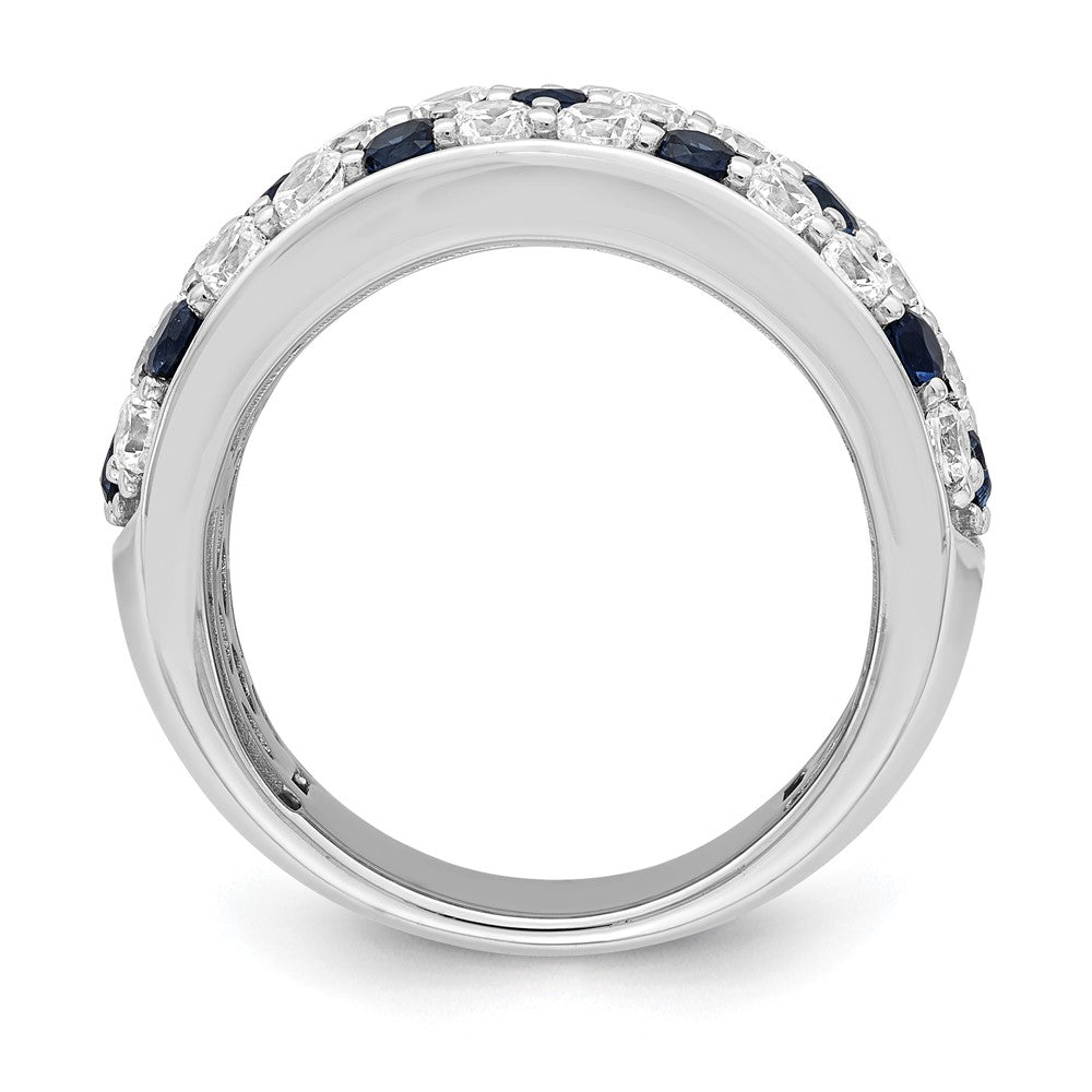 14K White Gold True Origin 1 1/2 Carat Lab Grown Diamond Vs Def And .85 Blue Sapphire Fashion Ring