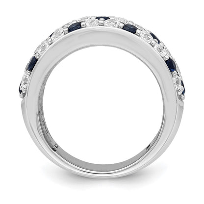 14K White Gold True Origin 1 1/2 Carat Lab Grown Diamond Vs Def And .85 Blue Sapphire Fashion Ring